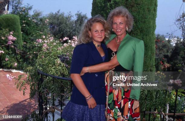 Marie Louise Countess of Schoenburg-Glauchau with her daughter Sophie at Marbella, Spain, 1995.