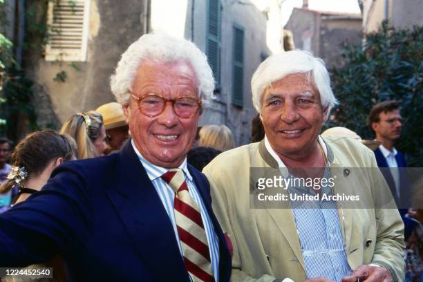 British photographer and movie director David Hamilton with Gunter Sachs at Saint Tropez, France 1999.