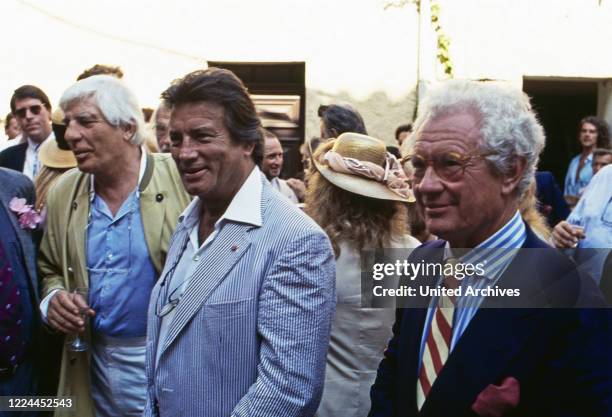 Gunter Sachs, Pierre Brice and British photographer and movie director David Hamilton at Saint Tropez, France 1999.