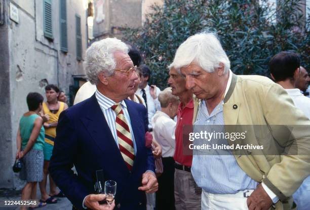 British photographer and movie director David Hamilton with Gunter Sachs at Saint Tropez, France 1999.