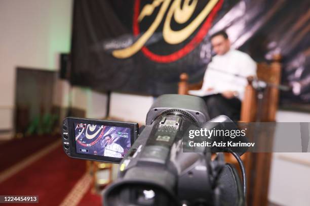 Theologian, Imam-jamaat of the mosque "Meshedi Dadash" Haji Shahin Hasanli Livestream in Facebook for Muslim community to pray from home during...