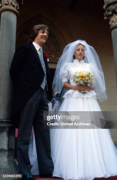 Heir to the throne Ernst August von Hanover at the wedding with Chantal Hochuli at Marienburg castle near Hanover, Germany, 1981.