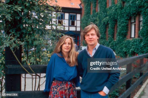 Heir to the throne Ernst August von Hanover with his wife Chantal at Marienburg castle near Hanover, Germany, 1983.