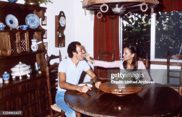 Spanish singer Julio Iglesias with his wife Isabel at his home in Cadiz, Spain, 1974.