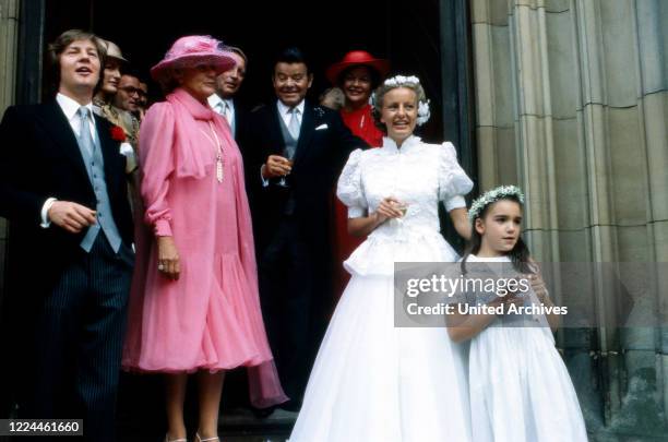 Heir to the throne Ernst August von Hanover at the wedding with Chantal Hochuli at Marienburg castle near Hanover, Germany, 1981.