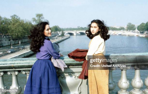 Ratna Sari Dewi Sukarno with daughter Kartika Carina at Paris, France 1980s.