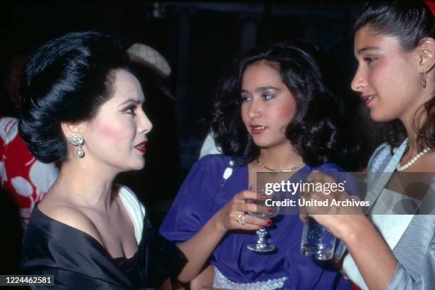 Ratna Sari Dewi Sukarno with daughter Kartika Carina at Paris, France 1980s.