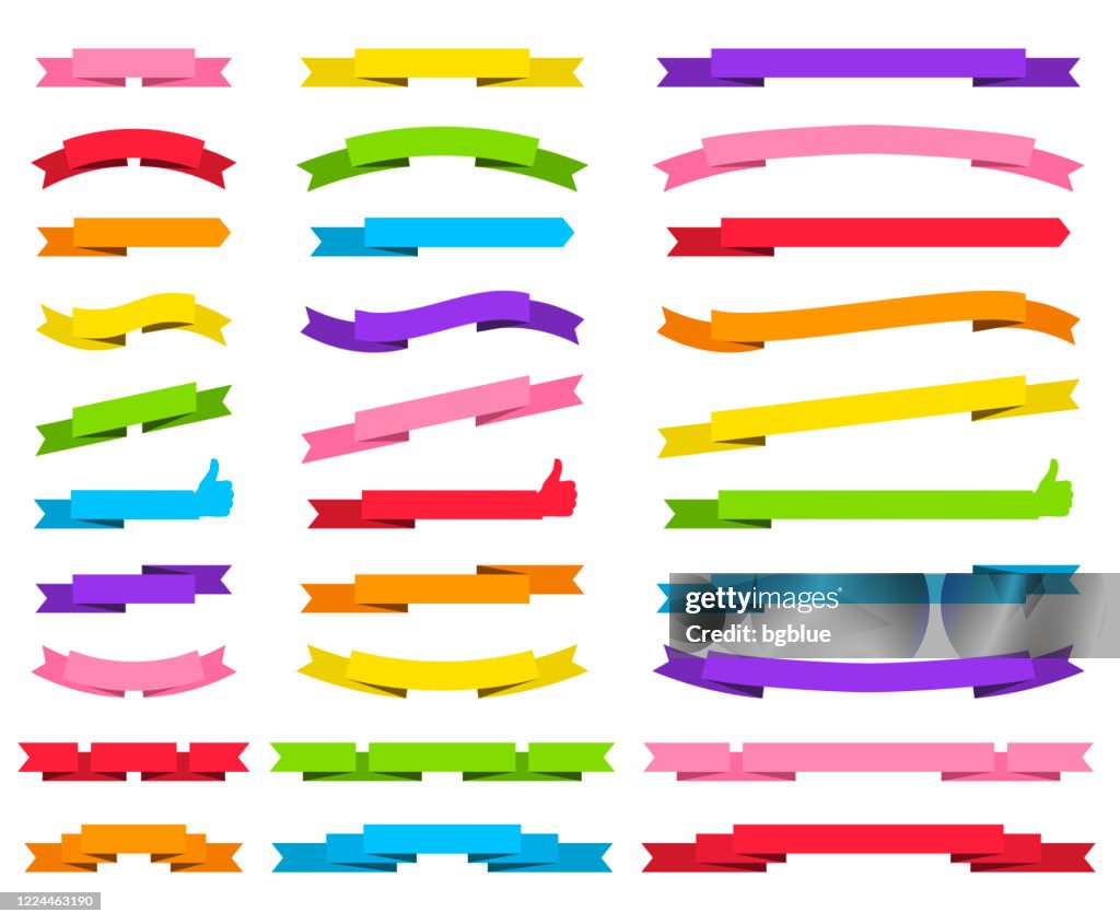Craft Ribbon Banner Set Of Colorful Ribbons Banners Design Elements On White Background ...