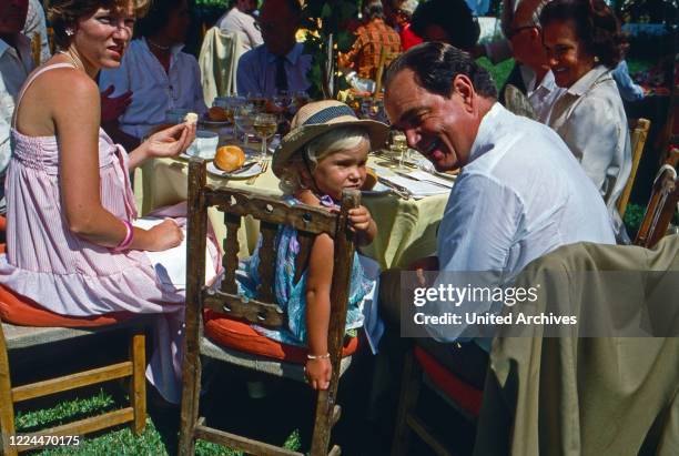 Rudolf Count of Schoenburg Glauchau at daughter Sophie's birthday at Marbella, Spain, 1983.