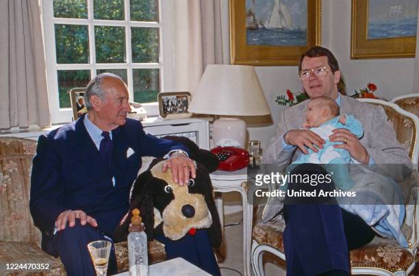 Louis Ferdinand Prince of Prussia with his son Christian Ludwig with his daughter Irina, Germany, 1989.