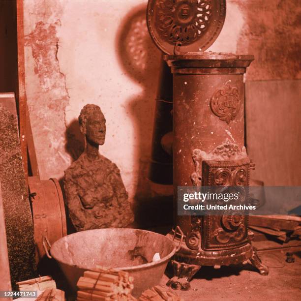 Objects by Swiss artist Alberto Giacometti at his studio in Paris, France 1962.