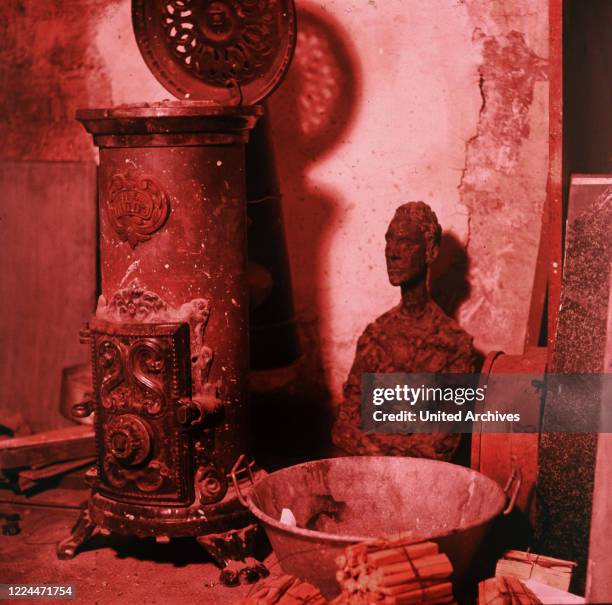 Objects by Swiss artist Alberto Giacometti at his studio in Paris, France 1962.