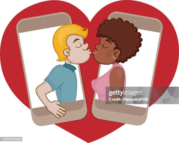 internet dating - blonde attraction stock illustrations