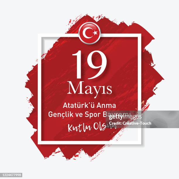 19 may commemoration of ataturk, youth and sports day - number 19 stock illustrations