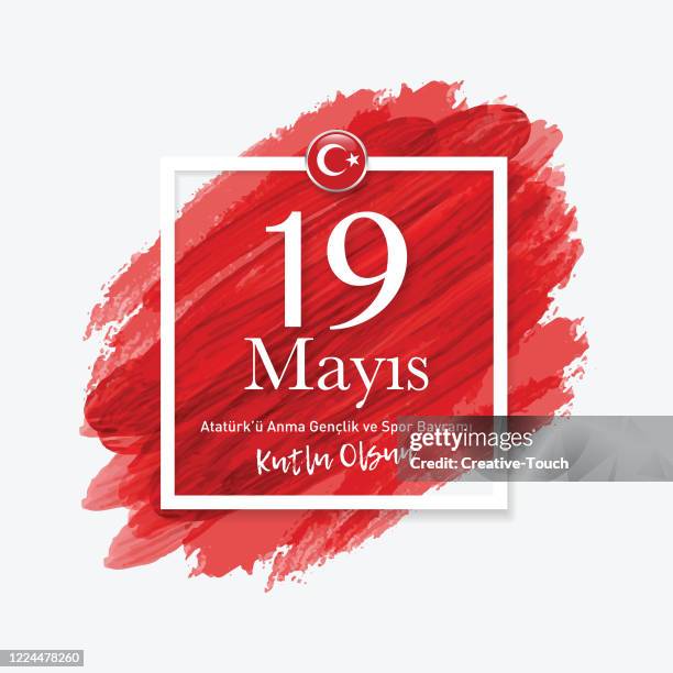 ilustraciones, imágenes clip art, dibujos animados e iconos de stock de 19 de mayo conmemoración del día de ataturk, juventud y deportes - bandera turca