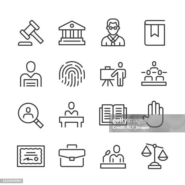 ilustrações de stock, clip art, desenhos animados e ícones de legal icons — monoline series - courthouse