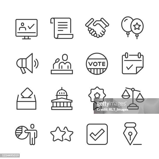 illustrazioni stock, clip art, cartoni animati e icone di tendenza di icone politics & voting - serie monoline - governo