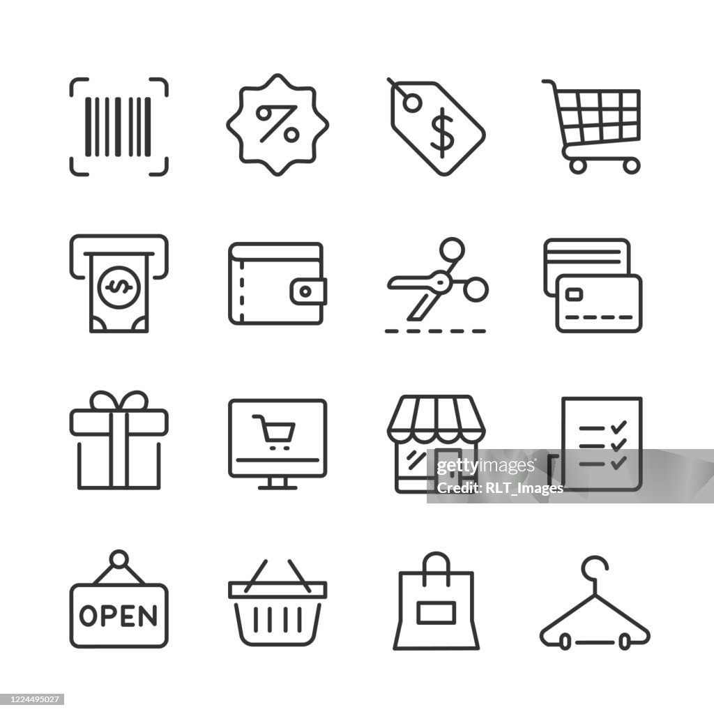 Shopping & Retail Icons — Monoline Series