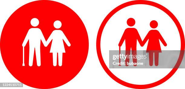 old couple holding hands icon - aging couple stock illustrations