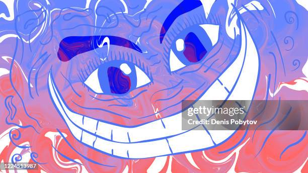 smiling face in spreading paints. - holi stock illustrations