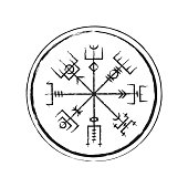 Abstract runic symbols circle
