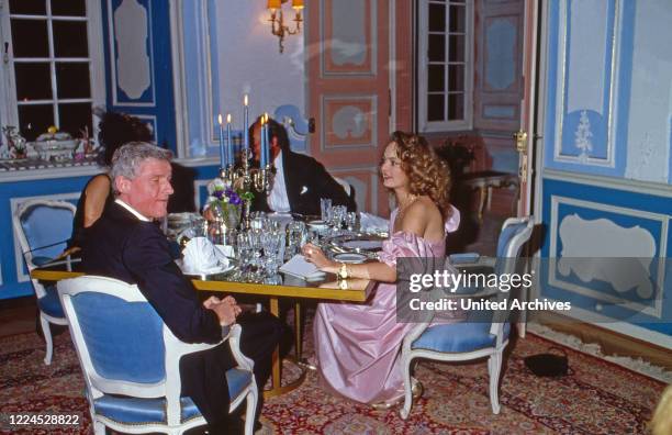 Friedrich Christian Mick Flick with his girlfriend Maya Countess of Schoenburg Glauchau, circa 1984.
