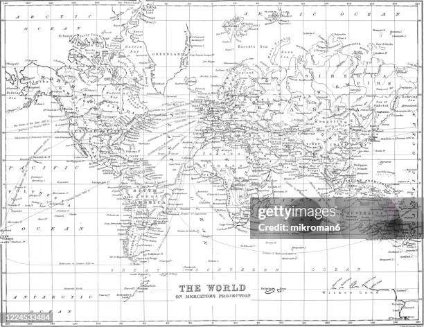 old map of the world map, published 1894. - world heritage stock pictures, royalty-free photos & images