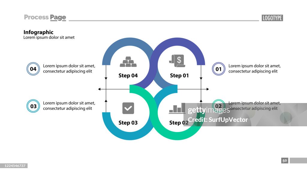 Four step process chart slide template
