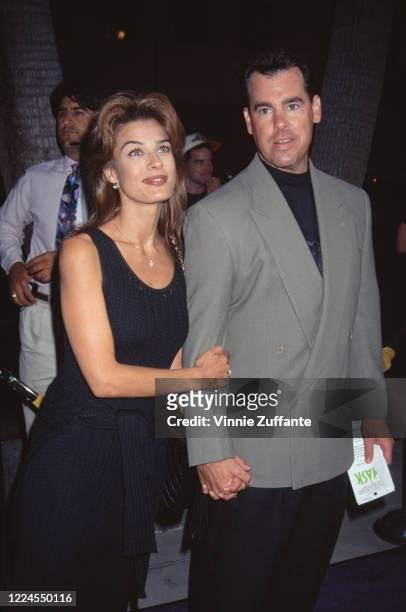 American actress, figure skater and fashion model Kristian Alfonso and Michael Palumbo attend the premiere of 'The Mask' held at the Academy Theatre...