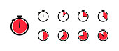 Watch, time icon, clock set isolated icon in flat style, vector