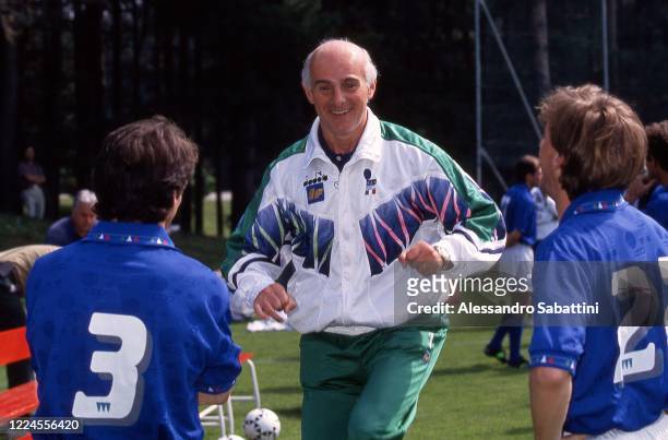 Arrigo Sacchi head coach of Italy during the training session before the World Cup USA 1994 on Centro Tecnico di Coverciano Florence, Italy.