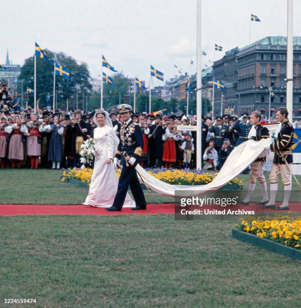 The wedding of Carl Gustaf of Sweden and his wife Silvia on 19 June 1976.