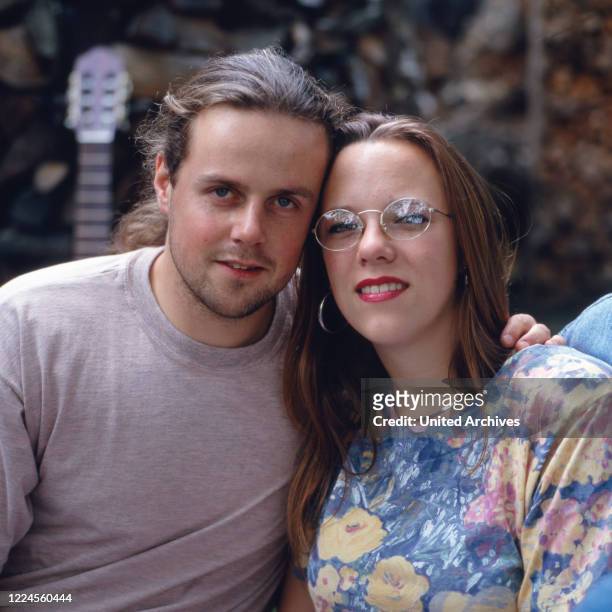 German singer and presenter Gunther Emmerlich's daughter and her boyfriend at Dresden, Germany, circa 1995.