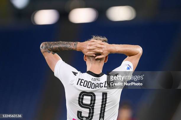 Lukasz Teodorczyk of Udinese looks dejected during the Serie A match between AS Roma and Udinese at Stadio Olimpico, Rome, Italy on 2 July 2020.