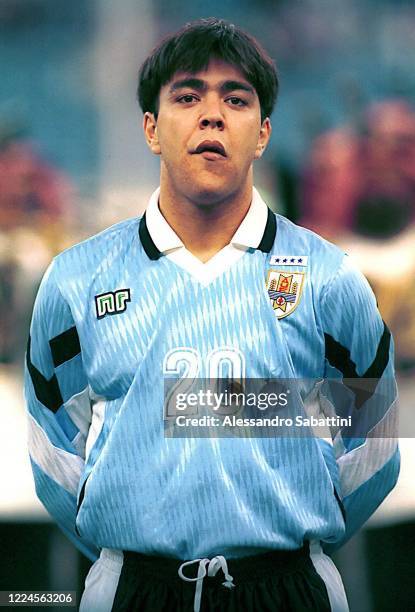 Alvaro Recoba of Uruguay lines up during the Fifa World Cup 2002. Korea Japan