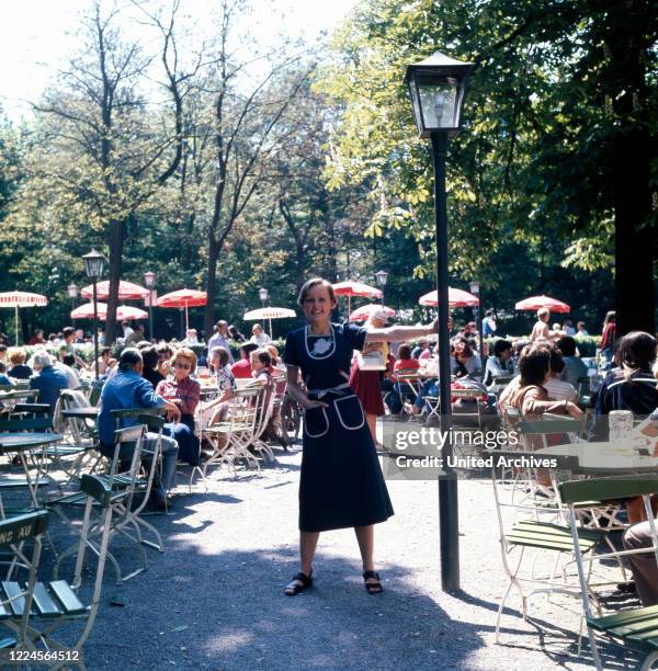 Archduchess Michaela of Habsburg at the english garden, Germany Munich circa 1985.