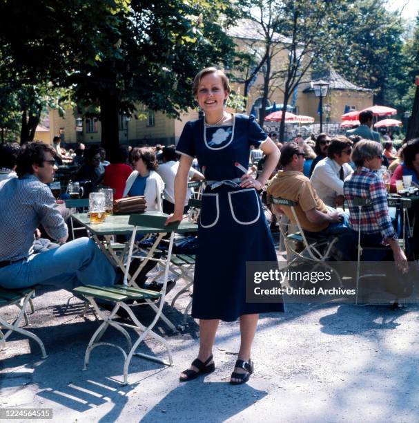 Archduchess Michaela of Habsburg at the english garden, Germany Munich circa 1985.