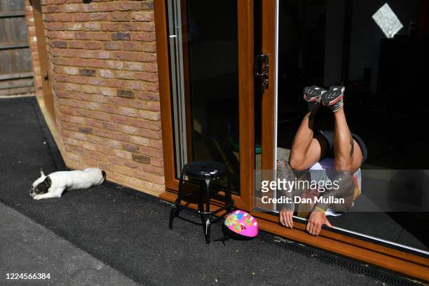 Jack Nowell of Exeter Chiefs and England exercises at home during the Coronavirus Lockdown on May 13, 2020 in Exeter, England.