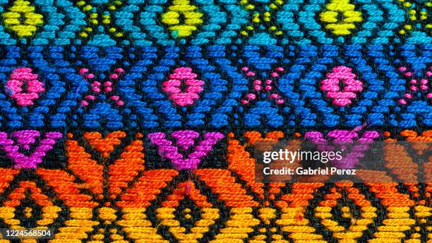 an indigenous textile abstract image from mexico - mexican tradition stock pictures, royalty-free photos & images