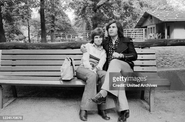 German schlager singer Mary Roos with husband Pierre Scardin, Germany circa 1974.