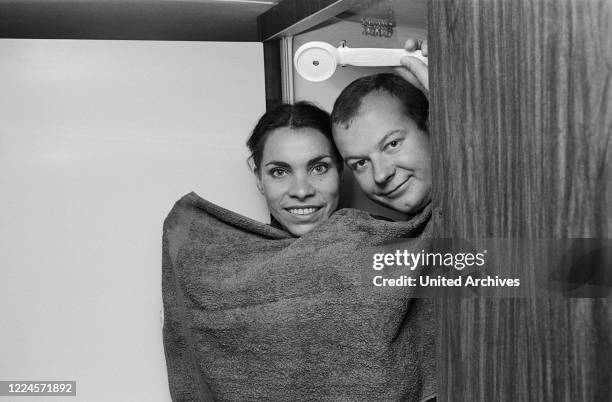 German Mexican Tango, folk and schlager singer Olivia Molina inside a GMC Eleganza II tour bus, Germany circa 1980.