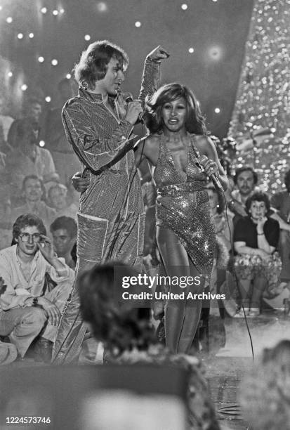 American singer and actress Tina Turner performing in a show on German TV at Hamburg, Germany, 1982.