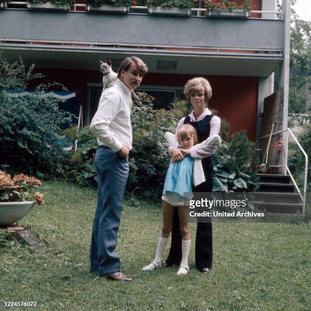 German actress Grit Boettcher with husband Christian Woelffler and daughter Nicole, Germany, 1960s.