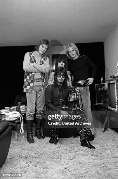 Singers Abi Ofarim, Susan Aviles, Thomas Hock and Peter Petrel at Munich, Germany, 1960s.