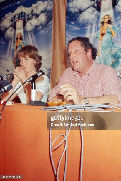 Swiss movie director Claude Goretta with French actress Isabelle Huppert, Gerrmany 1970s.