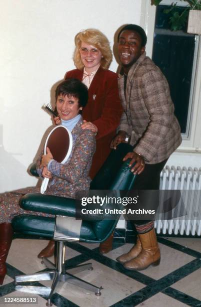 German actress Margot Mahler with colleagues Neil Aubrey and Pauline Hughes, Germany, 1970s.