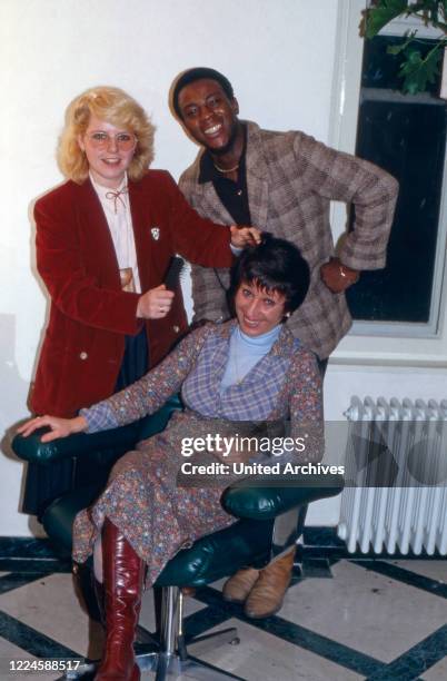 German actress Margot Mahler with colleagues Neil Aubrey and Pauline Hughes, Germany, 1970s.