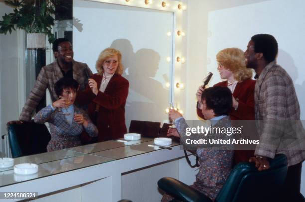 German actress Margot Mahler with colleagues Neil Aubrey and Pauline Hughes, Germany, 1970s.