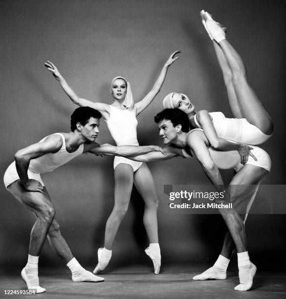 View of dancers Patrick Cey, Nancy Langan, Daniel Levan, and Patricia Blair as they perform a ballet for US Terpsichore, June 1984.