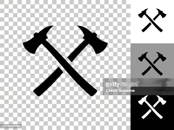 axe icon on checkerboard transparent background - fireman axe stock illustrations